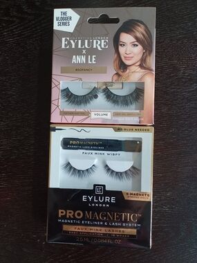 Eylure Set Of 2 Black False Lashes: ProMagnetic Faux Mink & Sofancy Featherweigh